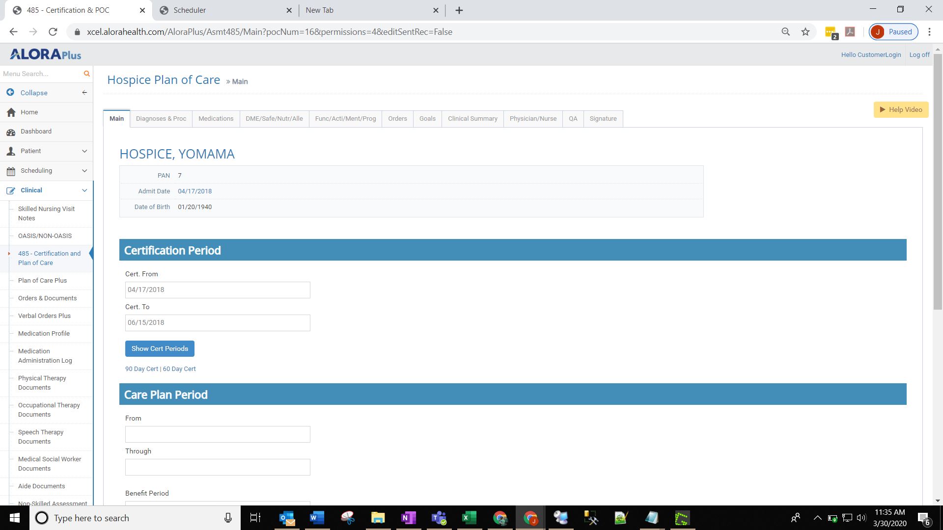 screenshot of Alora Home Health